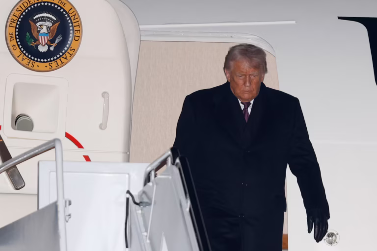 President Donald Trump arrives on Air Force One at Joint Base Andrews, Md., Thursday, Jan. 22, 2026, after returning from the World Economic Forum in Davos.(AP Photo/Luis M. Alvarez)AP