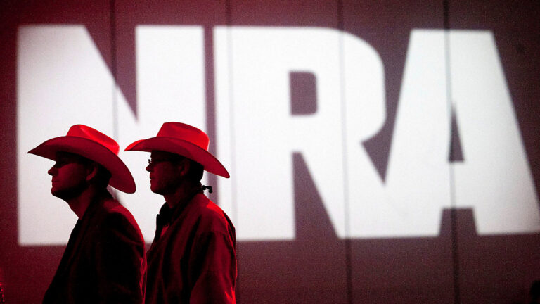National Rifle Association members listen to speakers during the NRA's Annual Meetings and Exhibits at the George R. Brown Convention Center, May 4, 2013, in Houston. (Johnny Hanson/Houston Chronicle via AP, File)