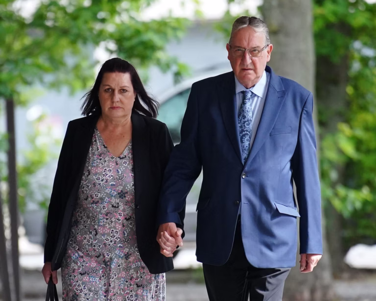 John and Susan Letby arrive at Manchester crown court in July 2023 during their daughter’s first trial. Photograph: Peter Byrne/PA
