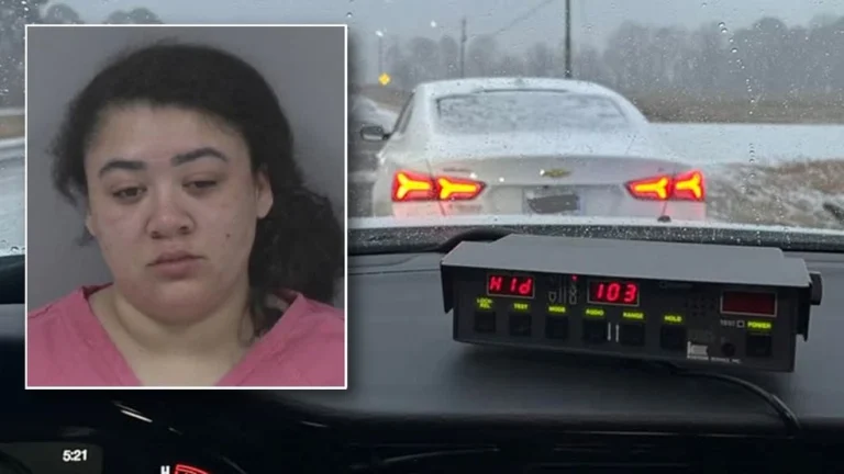 Kierra Taylor, 24, is facing multiple charges after authorities said she drove more than 100 mph on snow-covered roads with an unrestrained infant in her vehicle. (Johnston County Sheriff’s Office)