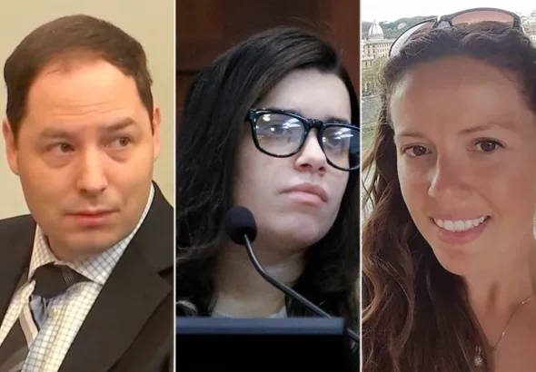 Brendan Banfield; Juliana Peres Magalhães; Christine Banfield. Credit : Court TV via AP, Pool; AP Photo/Tom Brenner, Pool; Facebook