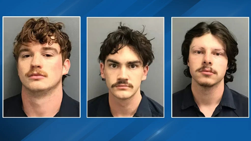 A student is dead after an alleged hazing incident at an off-campus fraternity event. The incident happened around 8:44 a.m. on Saturday, January 31. LEFT TO RIGHT: Carter Eslick, Ryan Creech, Riley Cass. (Coconino County Sheriff's Office)