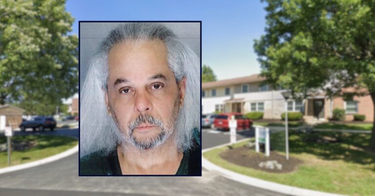 Inset: Santiago Payano-Sanchez (Lancaster County District Attorney's Office). Background: The apartment complex where Santiago Payano-Sanchez shot and killed his wife and her aunt in West Hempfield Township, Pa. (Google Maps).