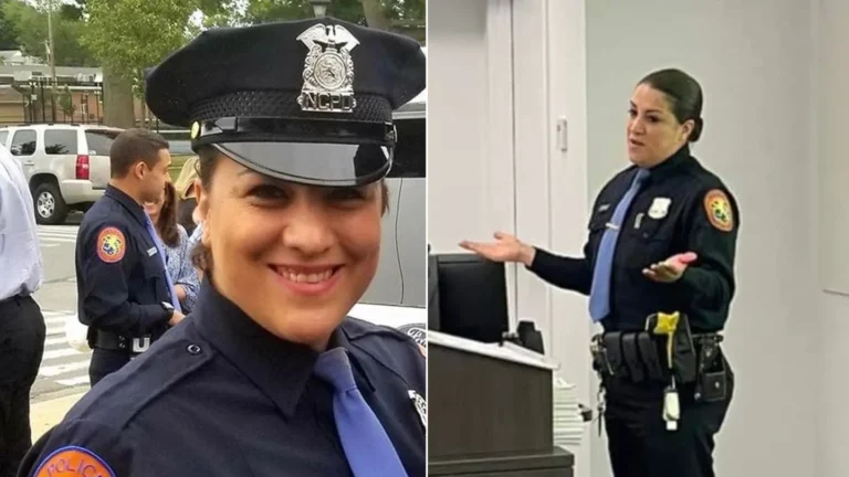 Nassau County Police Department Officer Patricia Espinosa gestures while speaking during a department-related event in an undated photo. (Nassau County PBA)