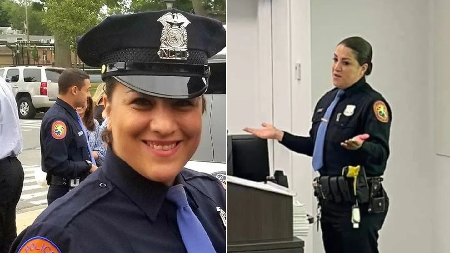 Nassau County Police Department Officer Patricia Espinosa gestures while speaking during a department-related event in an undated photo. (Nassau County PBA)